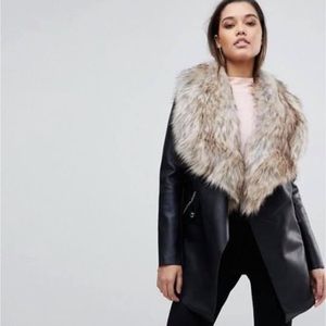 Faux fur leather jacket